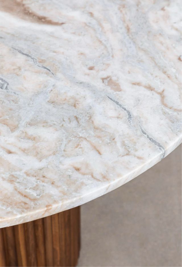 Mesa de comedor de mármol y madera