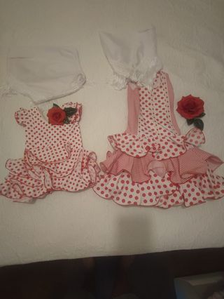 Vestidos Flamenca Hermanas Rojo/Blanco