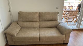 Sofá Cama Beige Tela