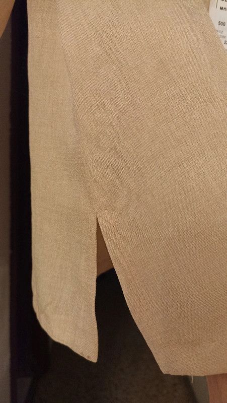 Camisa de lino beige manga 3/4