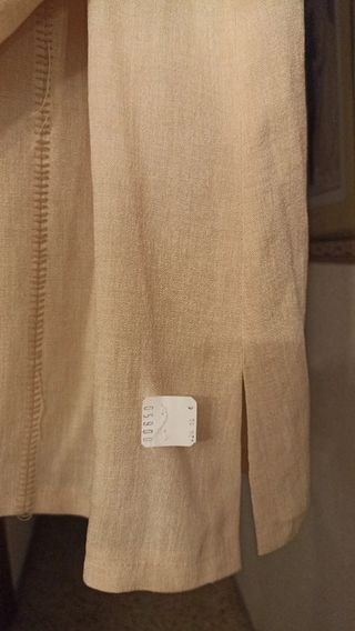 Camisa de lino beige manga 3/4