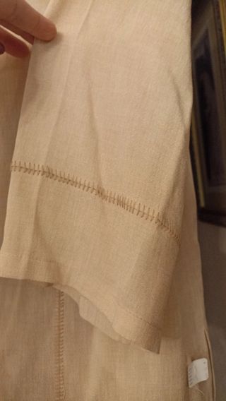 Camisa de lino beige manga 3/4