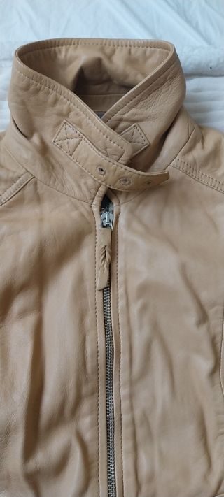Cazadora Piel Massimo Dutti Mostaza Talla xs