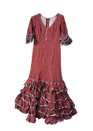Traje de Flamenca Rojo con Lunares Blancos