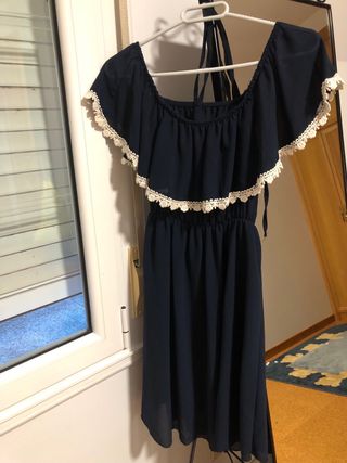Vestido azul escote barco talla M