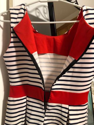 Vestido Rayas Azul, Blanco y Rojo Talla M
