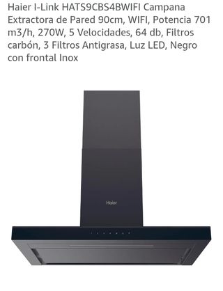 Campana Extractora Haier 90cm Negra