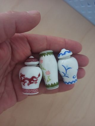 3 Jarrones Miniatura Casa Muñecas
