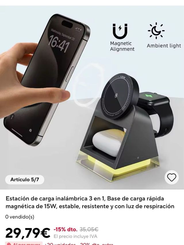 Cargador Inalámbrico Magnético 3 en 1