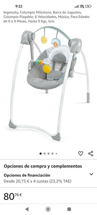 Nuevo nunca usado Columpio musical bebé Ingenuity 