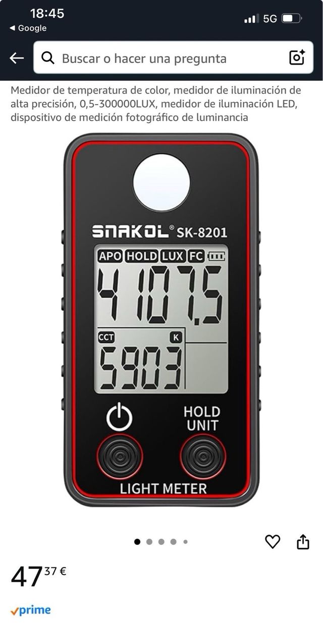 Medidor de luz SNAKOL SK-8201