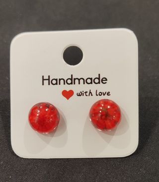 Pendientes Resina Flor Seca Acero Inoxidable
