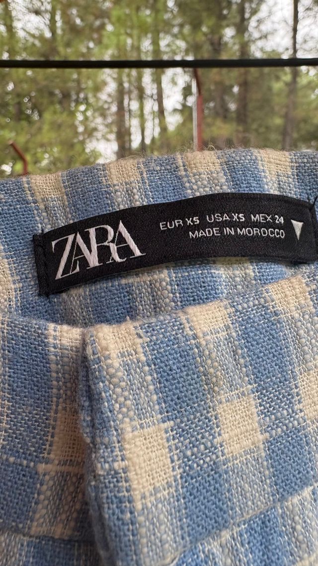 Pantalón a cuadros azul y beige