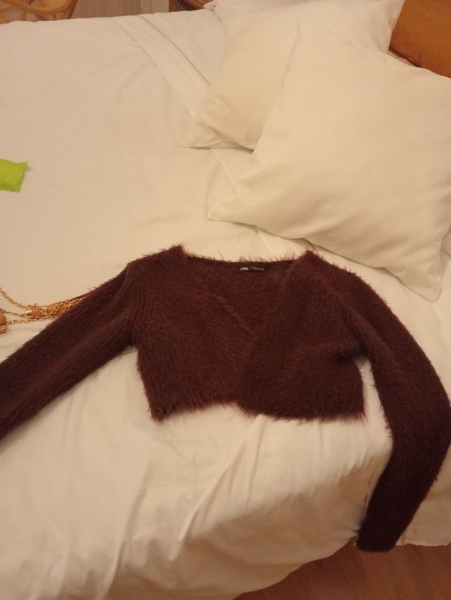 Chaqueta Torera Zara Marrón Peluda