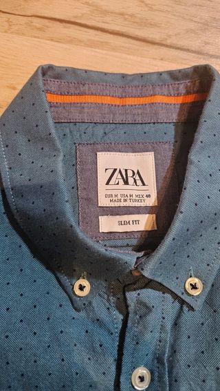 Camisa Zara Slim Fit Azul Talla M