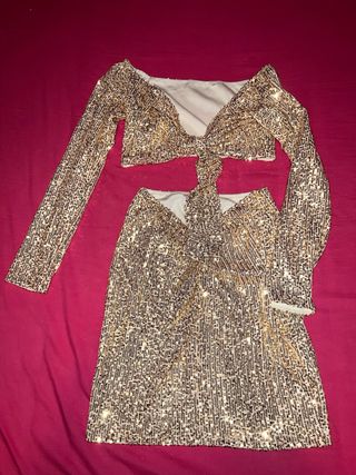 Conjunto lentejuelas dorado talla S