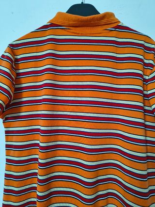 Polo arancione a righe rosse e bianche