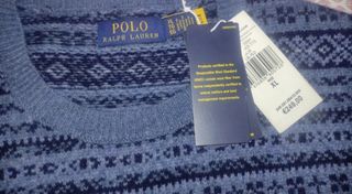 Jersey Ralph Lauren Lana Fair Isle Azul XL