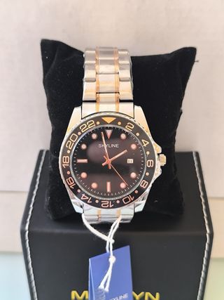 Reloj SKYLINE Acero Dorado y Plateado