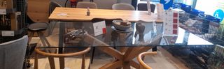 Cristal de Mesa de comedor de cristal y madera