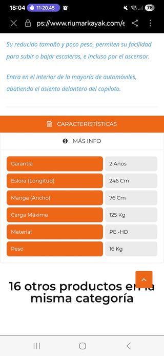 Kayak Rigido para una persona.