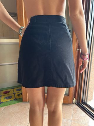 Gonna jeans donna nera con cintura