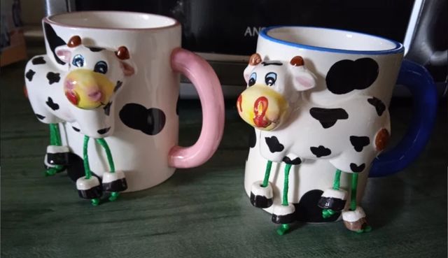 2 Tazas de Cerámica con Diseño de Vaca