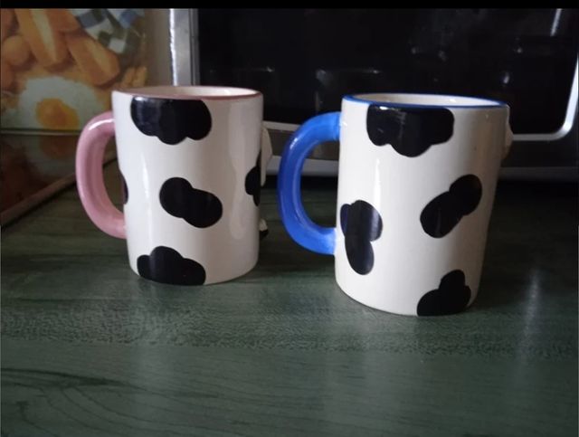 2 Tazas de Cerámica con Diseño de Vaca