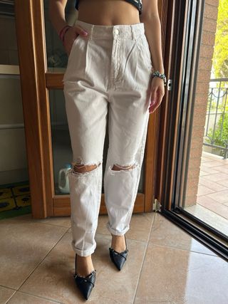 Jeans bianchi strappati donna