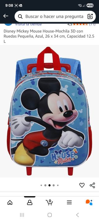Mochila con ruedas Mickey Mouse.
