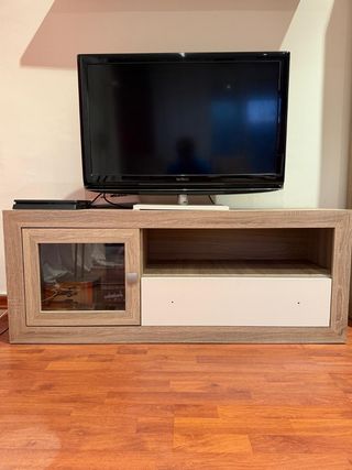 Mueble TV madera y cristal