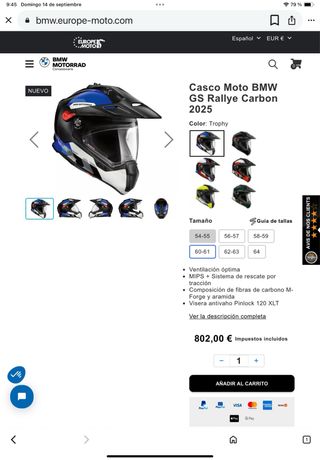 Casco Moto BMW GS Rallye Carbon Nuevo