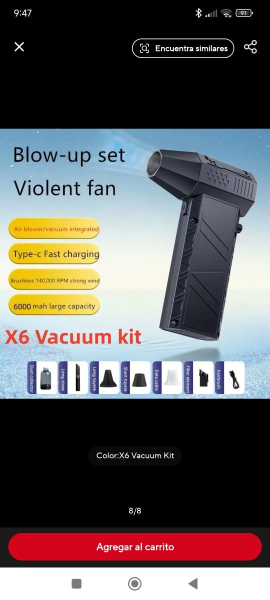 Sin uso. Soplador de aire X6. 200000 RPM