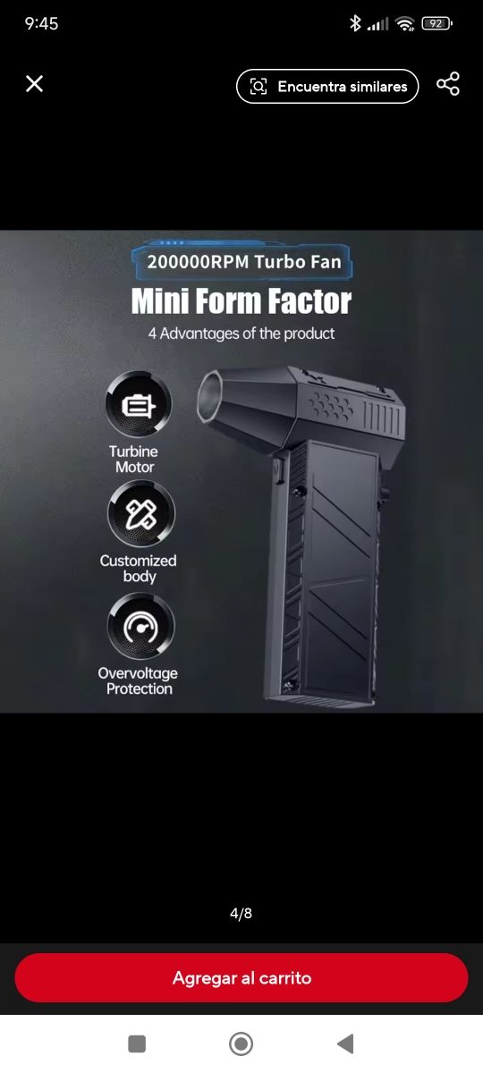 Sin uso. Soplador de aire X6. 200000 RPM