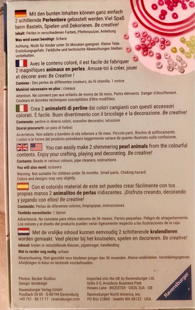 Ravensburger Perline Animali Kit Creativo