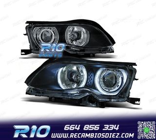 FAROS BMW E46 4 PUERTAS 01-05 OJOS ANGEL CCFL FONDO NEGRO