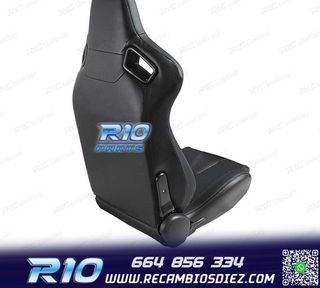 ASIENTO DEPORTIVO SEMI BAQUET ESTILO RS CUERO NEGRO