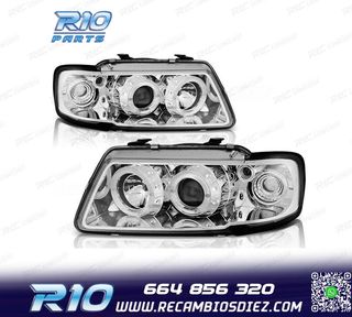 FAROS AUDI A3 8L 96-00 OJOS ANGEL FONDO CROMO