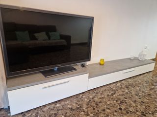 Mueble TV moderno gris y blanco
