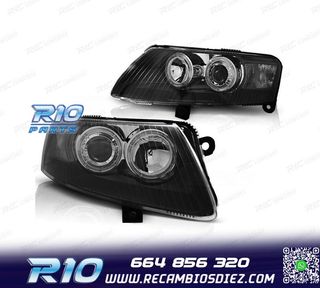 FAROS PARA AUDI A6 4F 04-08 OJOS ANGEL FONDO NEGRO