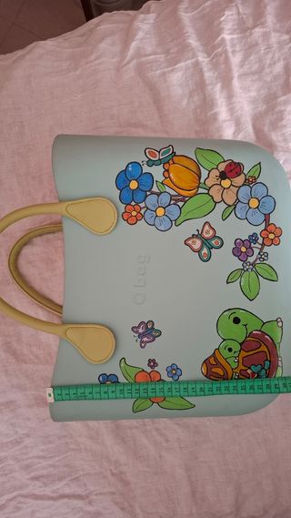 O bag (Obag) dipinta a mano - tartarughe e fiori