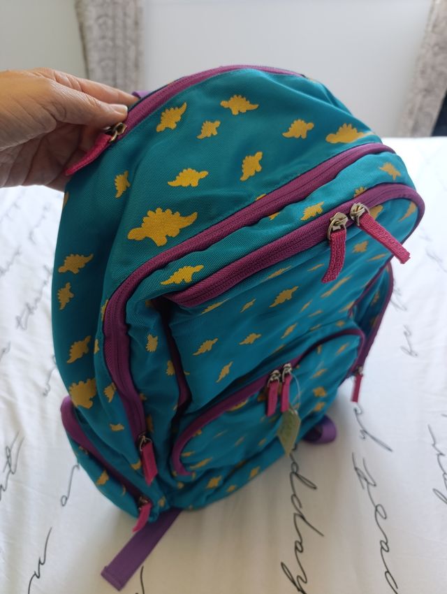 Mochila infantil dinosaurios azul