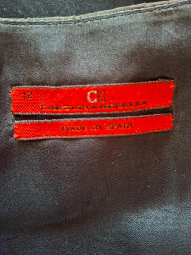 Vestido Seda Carolina Herrera Negro y Gris