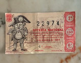 Billete Lotería 1963 “el enano de la lotería”.