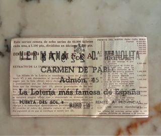 Billete Lotería 1963 “el enano de la lotería”.