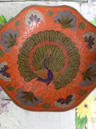 Ciotola vintage decorata pavone