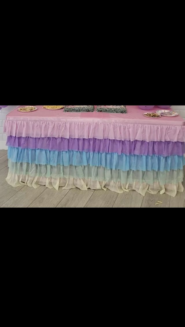 2 Falda mesa cumpleaños unicornio/arcoiris