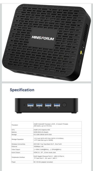 Minis Forum GK41 Mini PC 8GB DDR4 256GB SSD