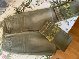 Desigual Jeans Bordados Verdes