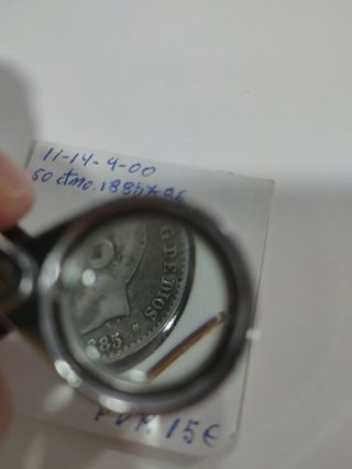 Moneda 50 céntimos Alfonso VII 1885